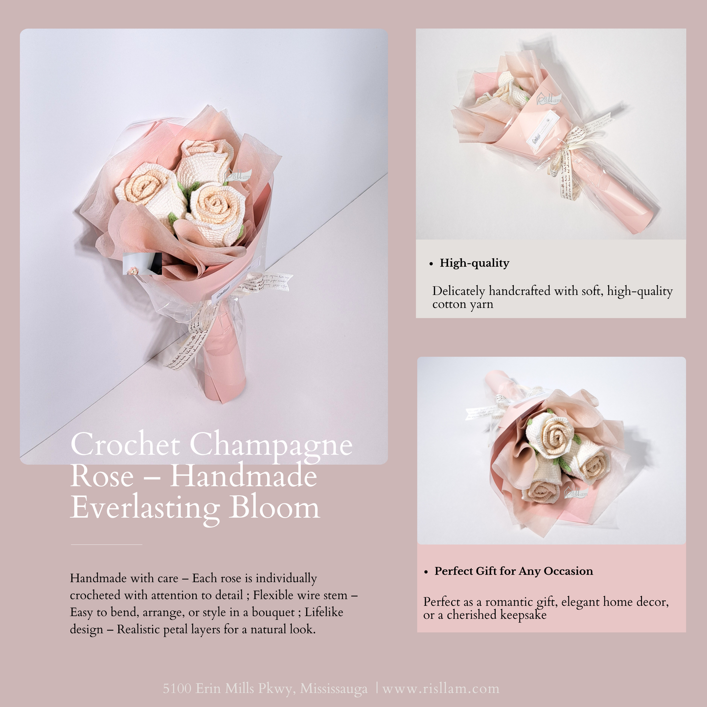 Stemware Rose 02 Bouquet (3 stems )