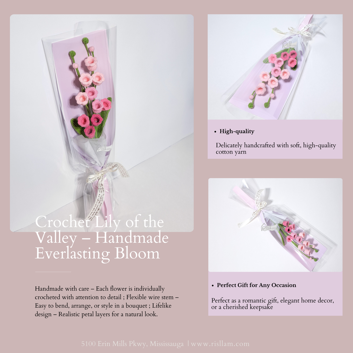 Crochet Lily of the Valley 01 Bouquet