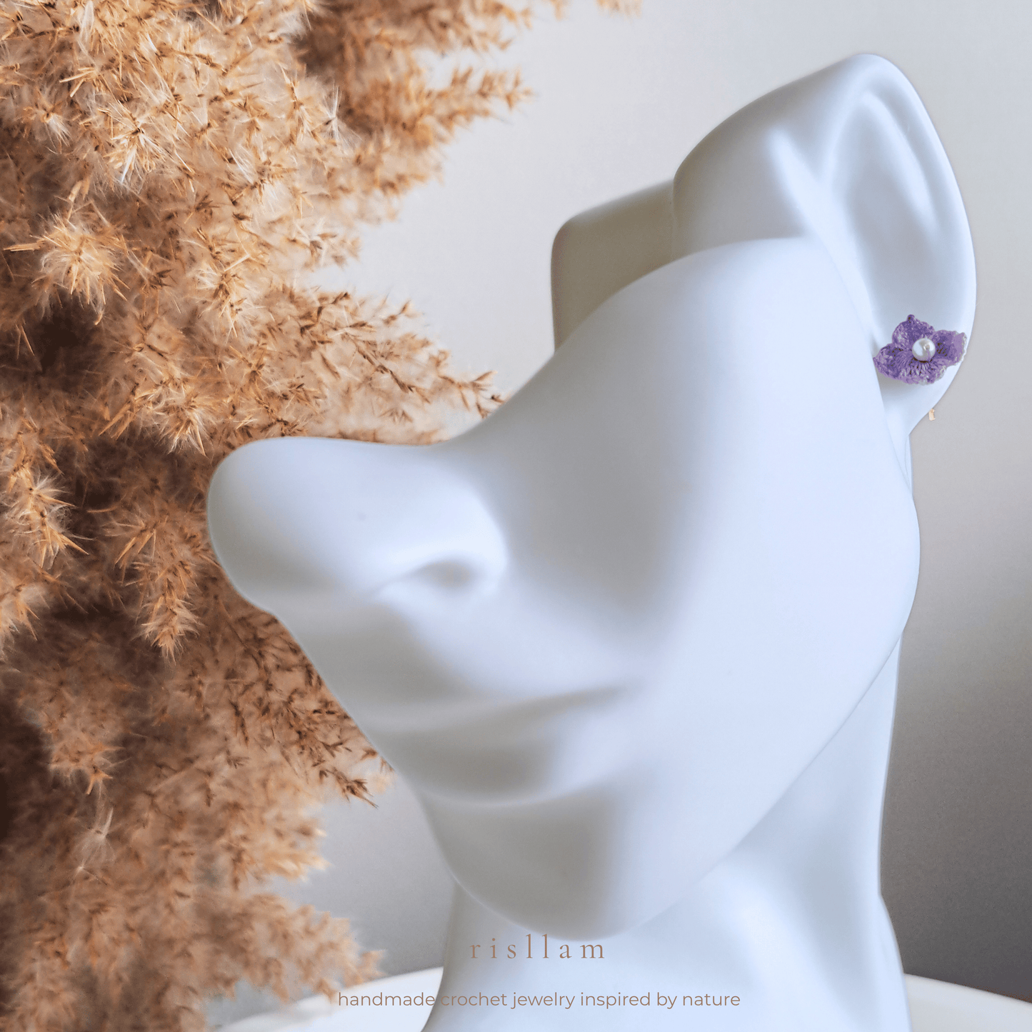 Crochet Mini Hydrangea Stud Earings