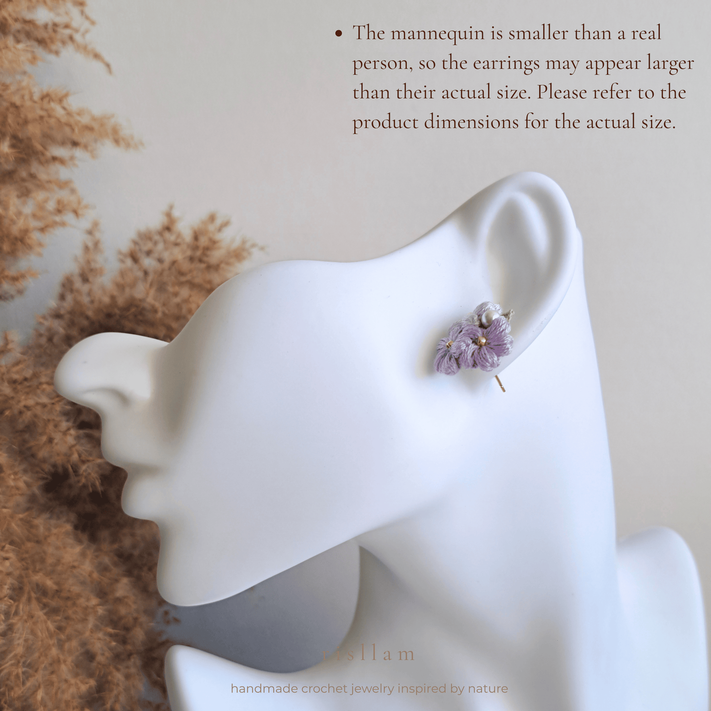 Handmade Crochet Puff Stud Earings
