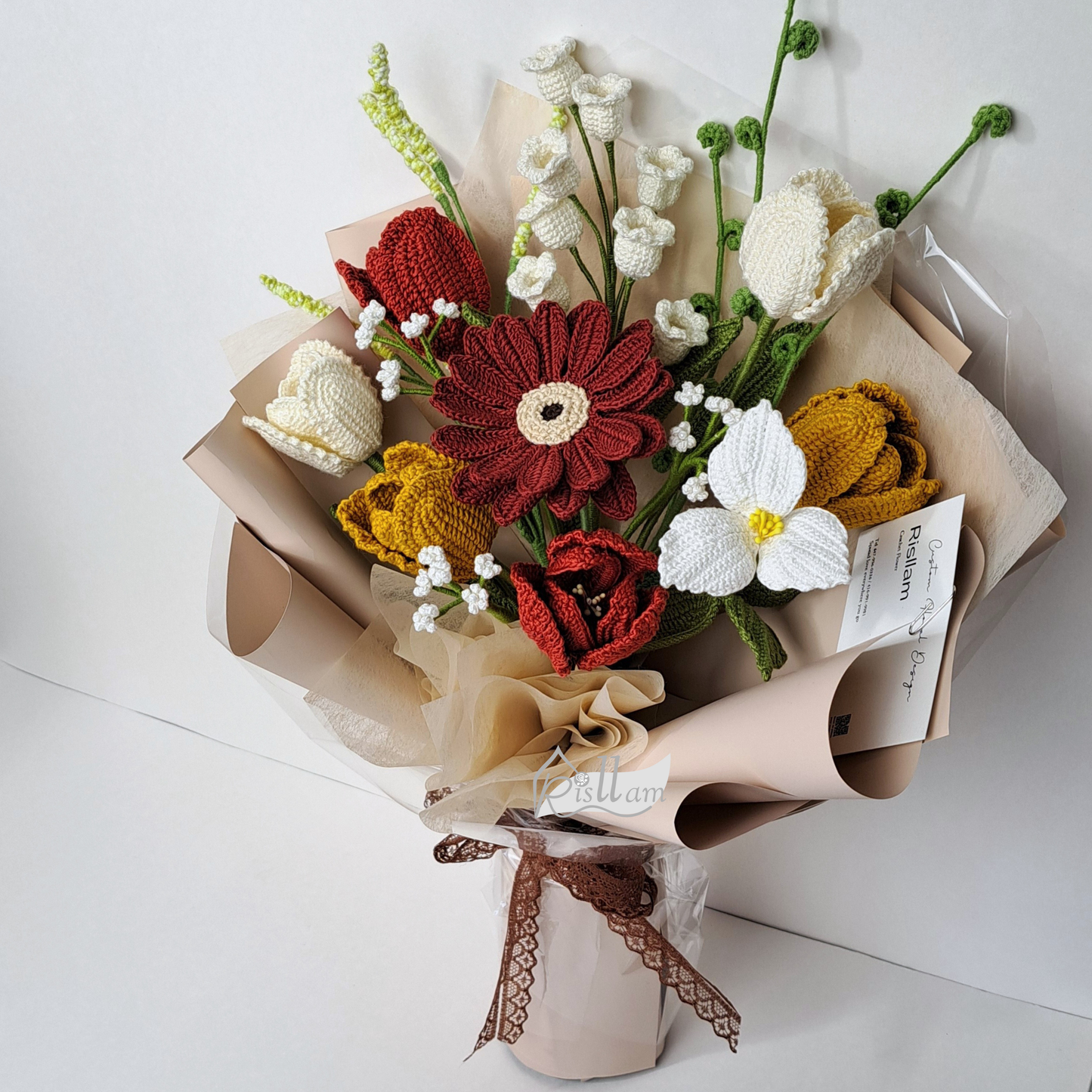 Crochet Gerbera and Tulip Bouquet