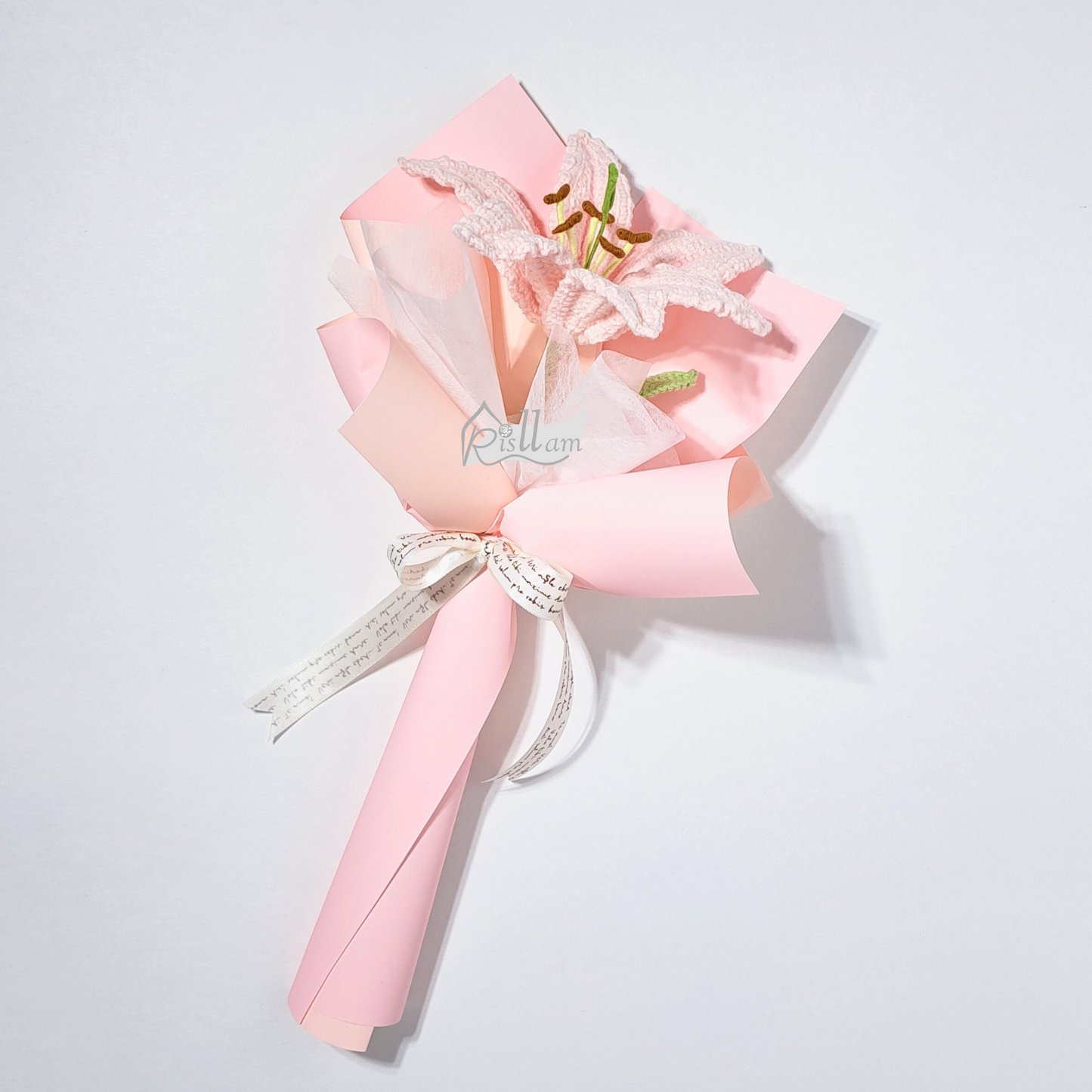 Single Lily 03 Bouquet - White, Pink & Orange