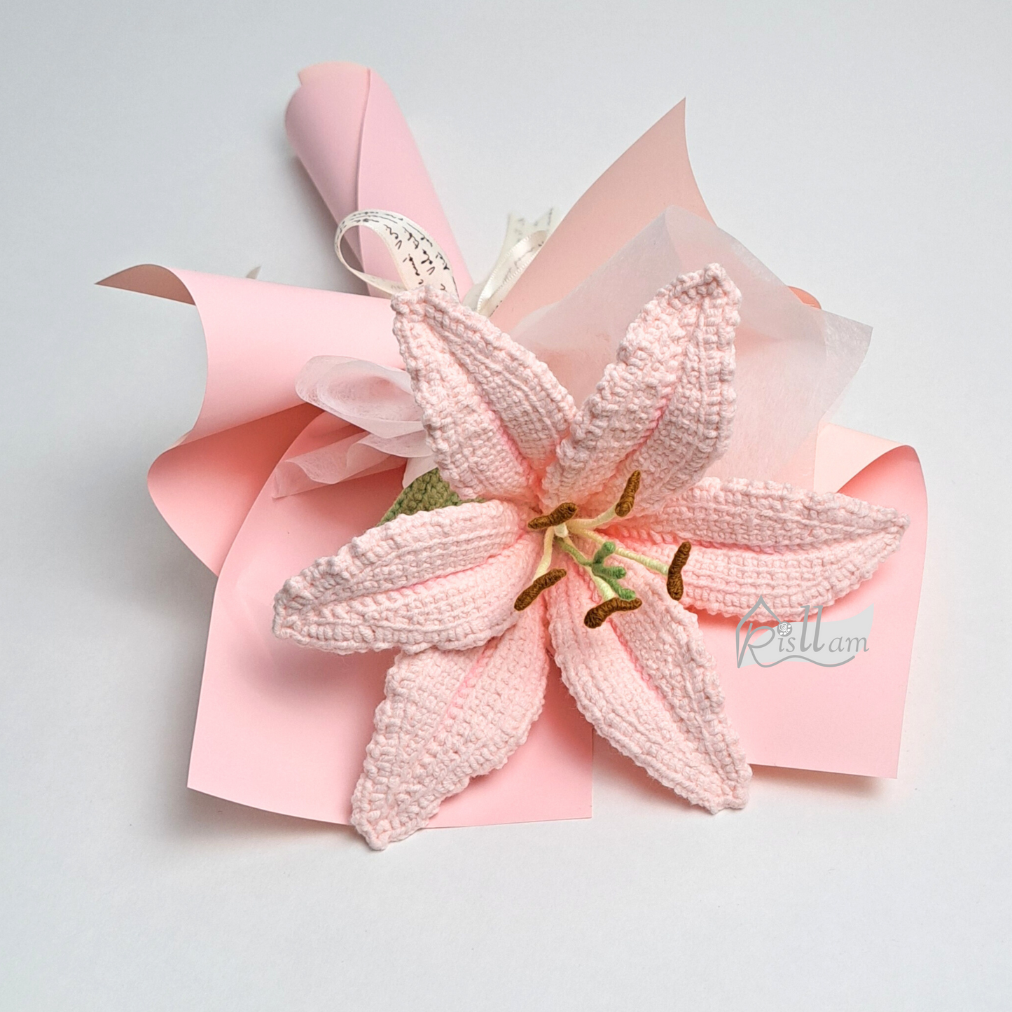 Single Lily 03 Bouquet - White, Pink & Orange