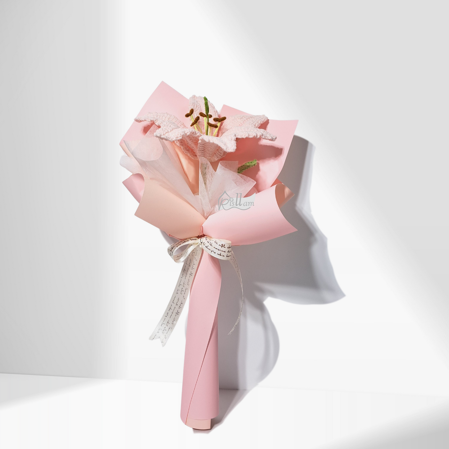 Single Lily 03 Bouquet - White, Pink & Orange