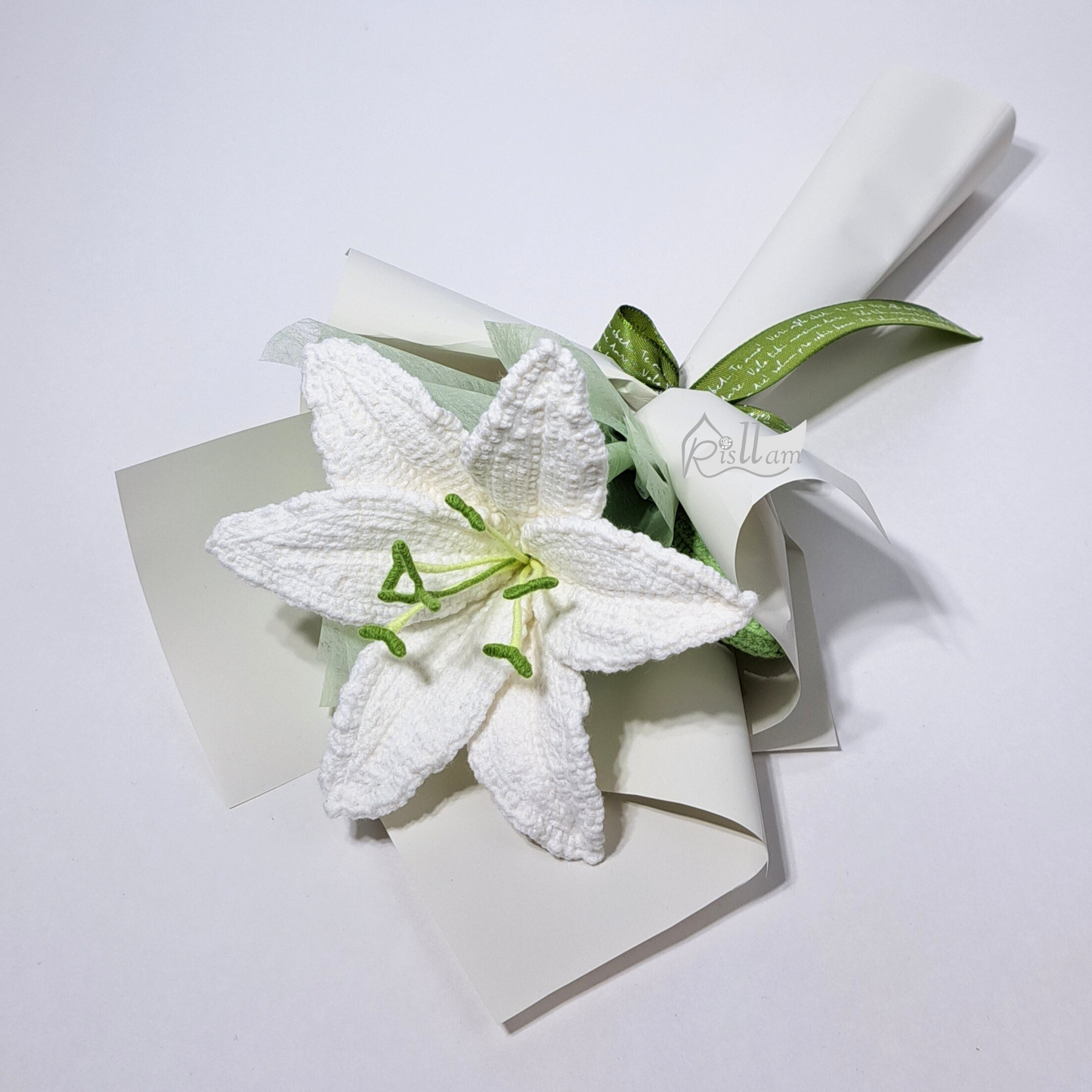 Single Lily 03 Bouquet - White, Pink & Orange