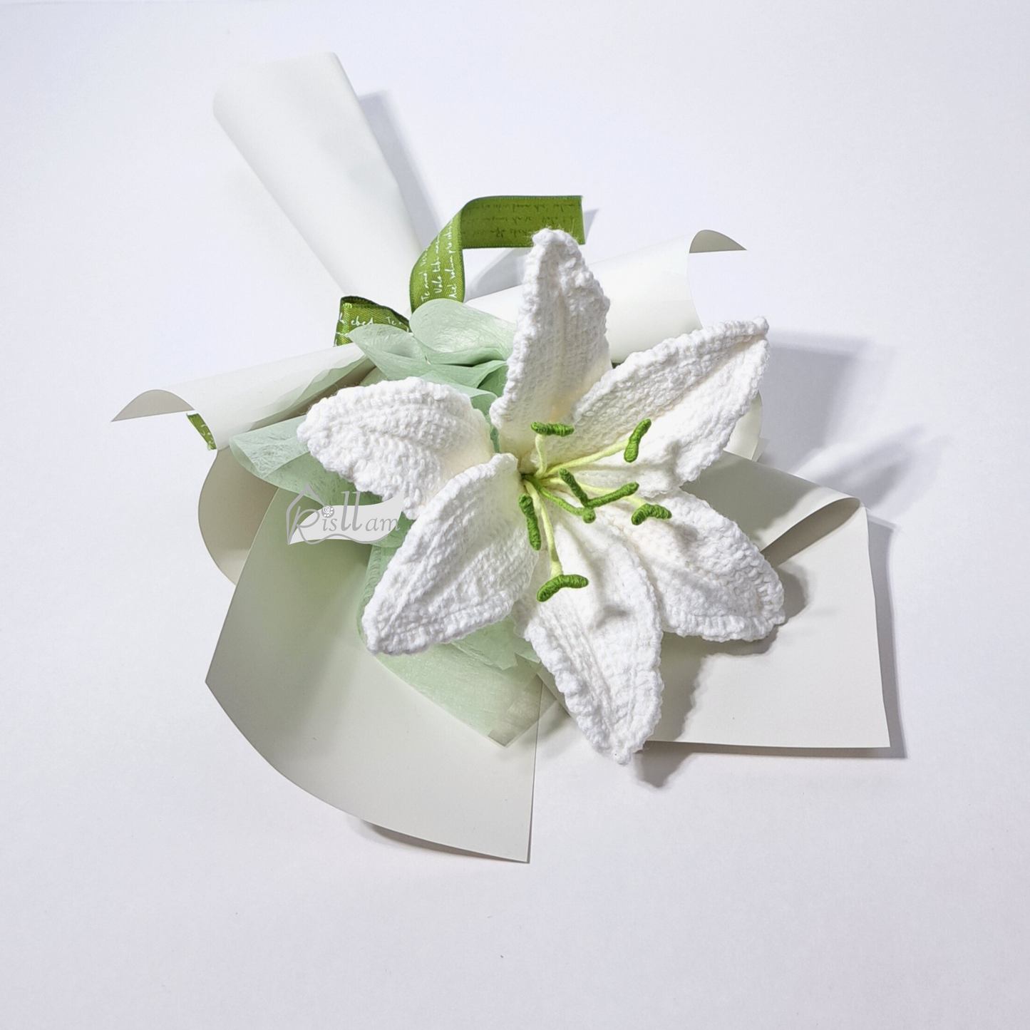 Single Lily 03 Bouquet - White, Pink & Orange