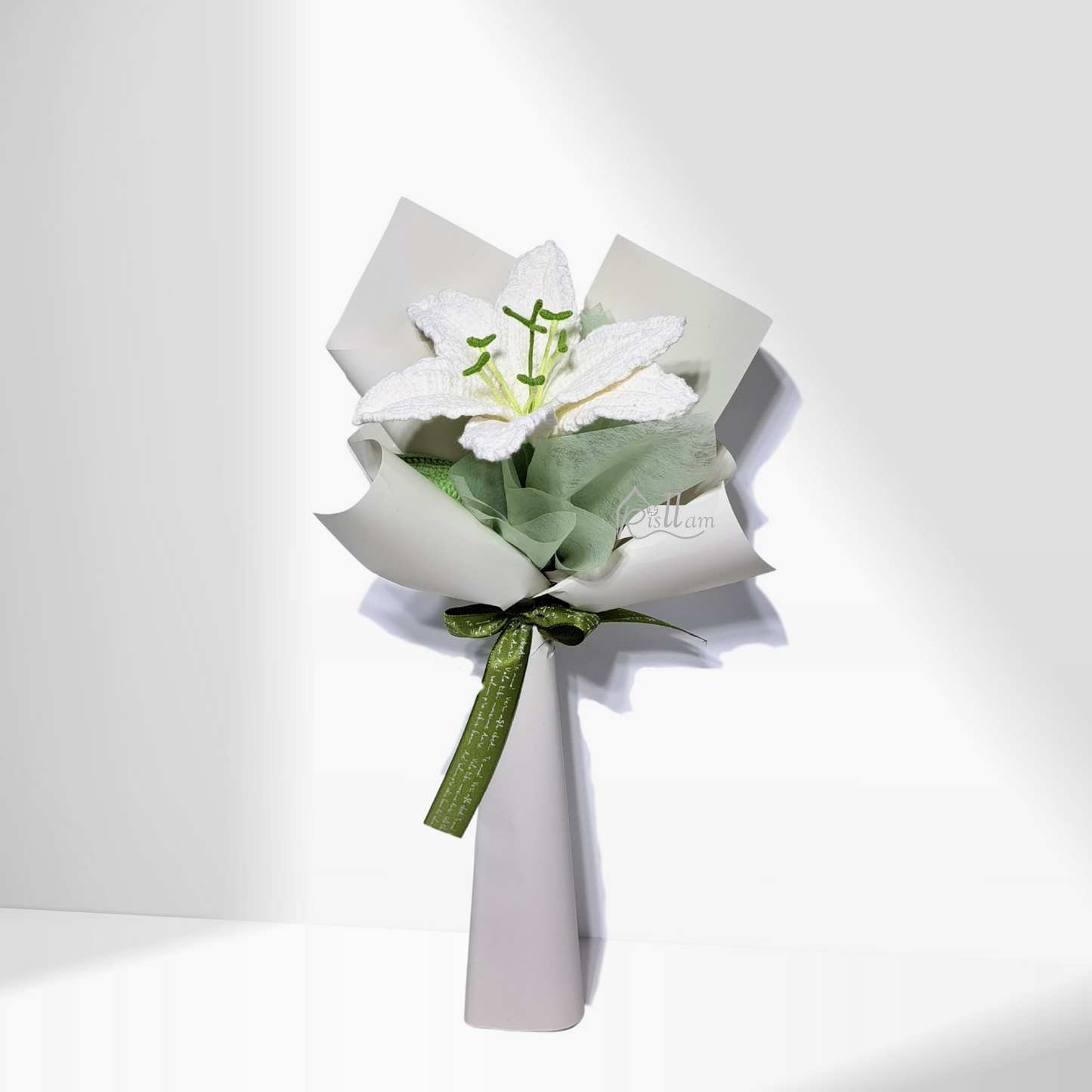 Single Lily 03 Bouquet - White, Pink & Orange