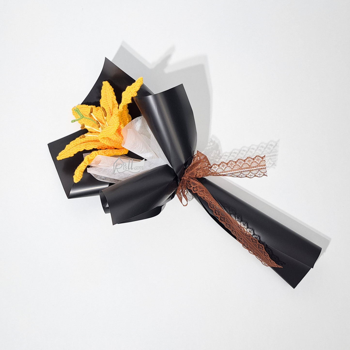Single Lily 03 Bouquet - White, Pink & Orange