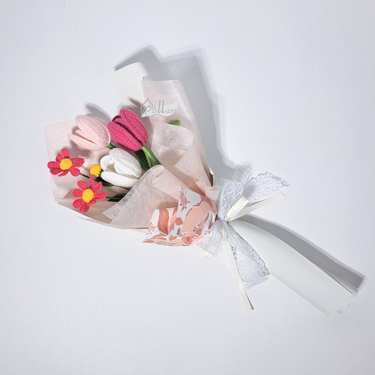 Spring Charm Crochet Tulip & Daisy Bouquet