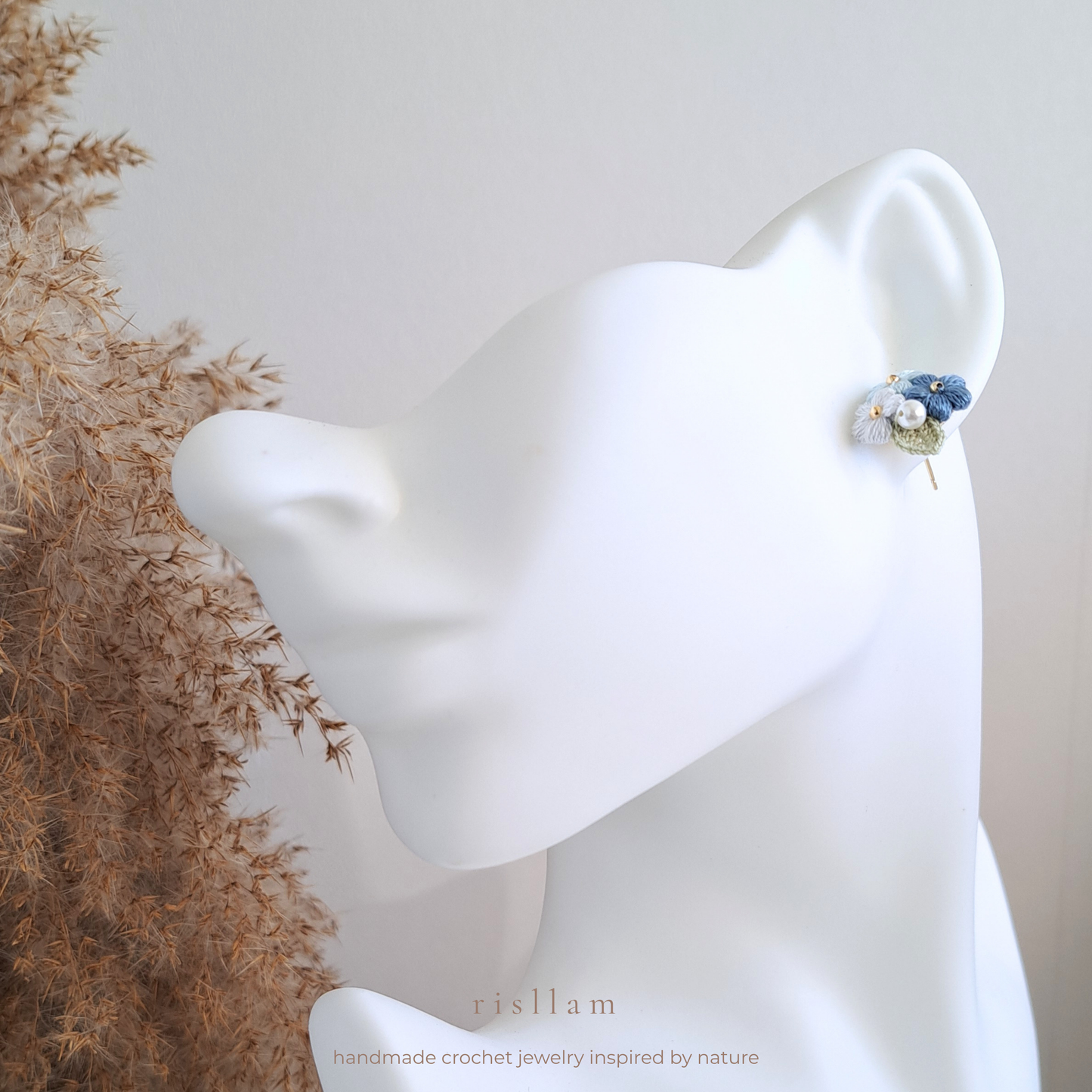 Handmade Crochet Puff Stud Earings