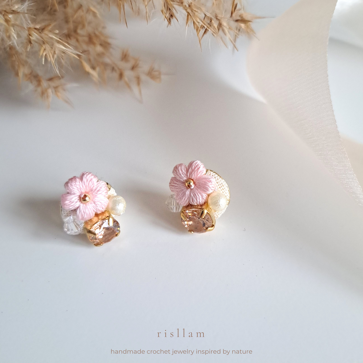 Handmade Crochet Puff Stud Earings