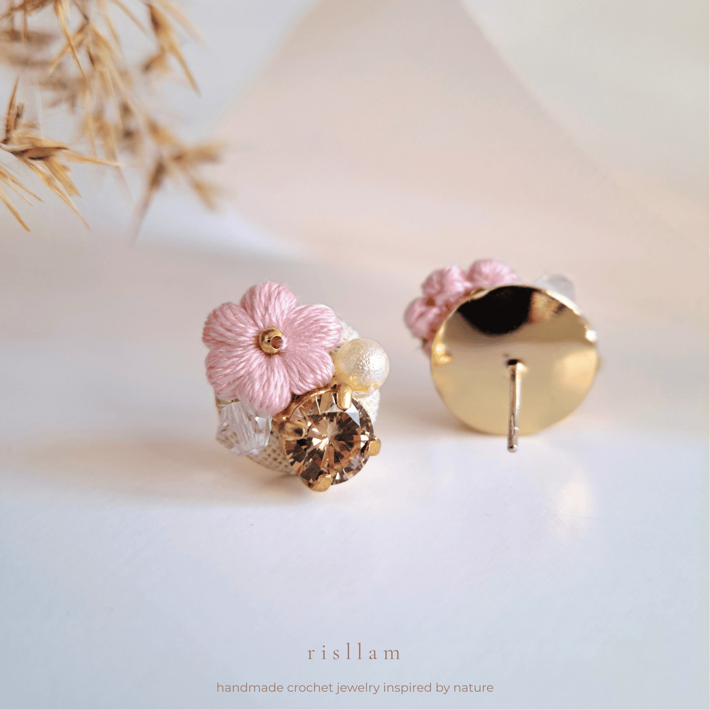 Handmade Crochet Puff Stud Earings