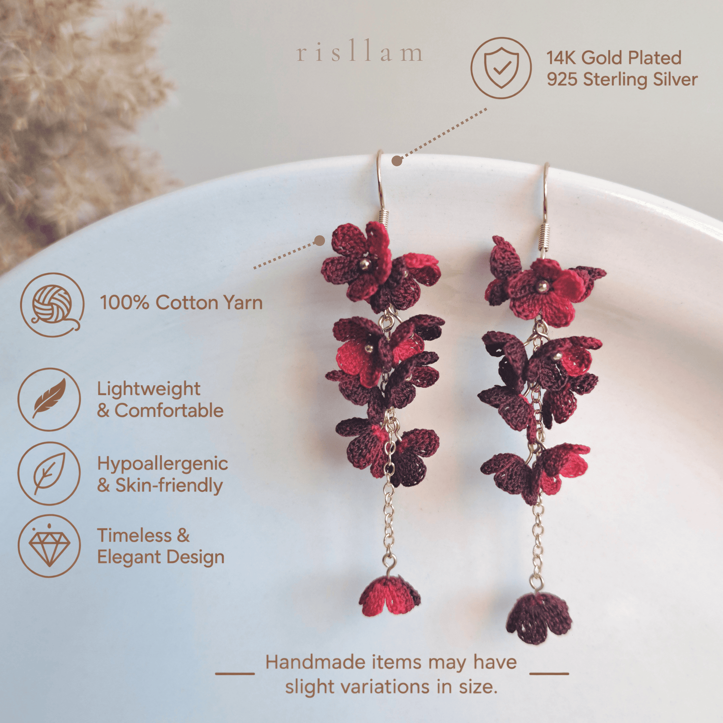 Micro Crochet Mini Blossom Dangle Earings