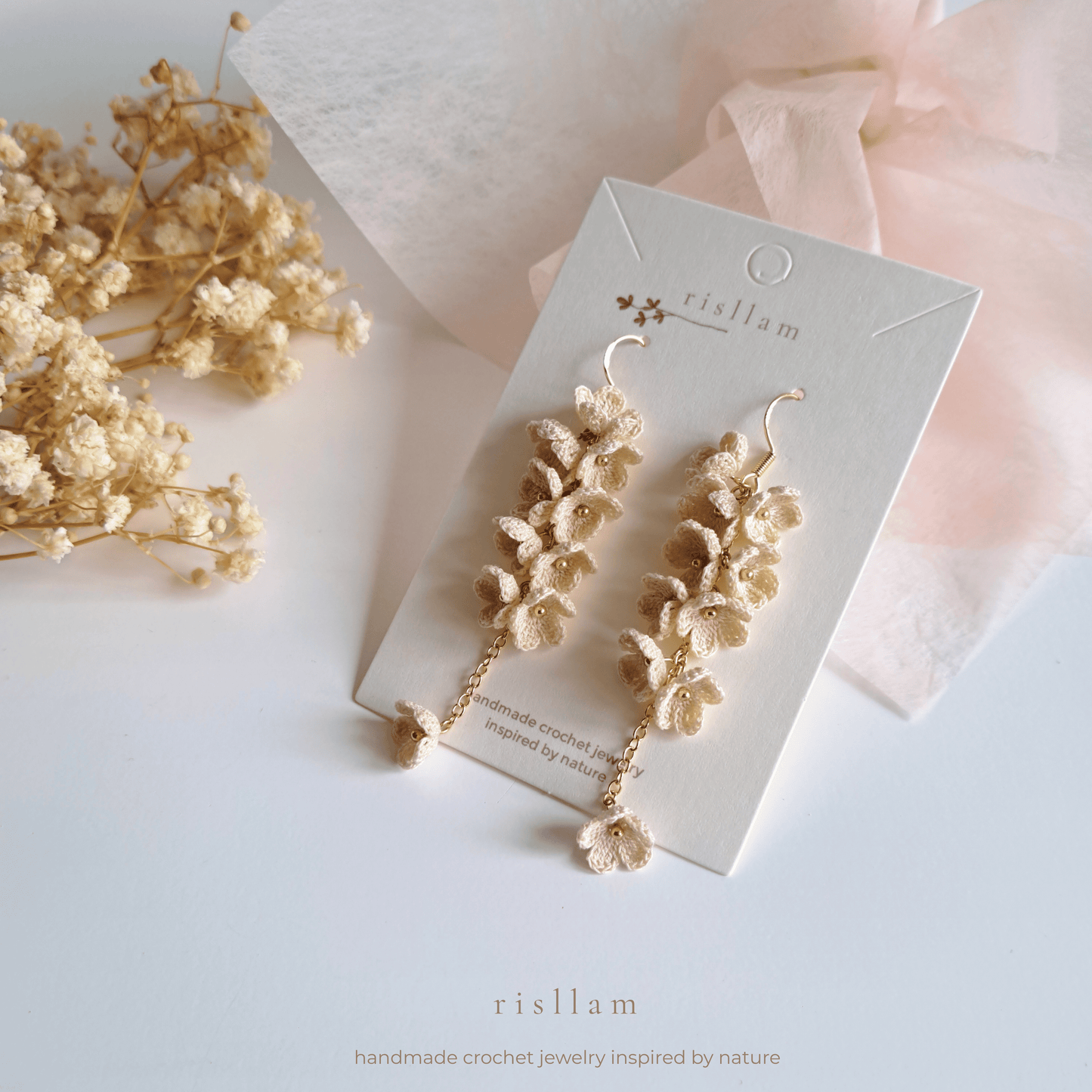 Micro Crochet Mini Blossom Dangle Earings