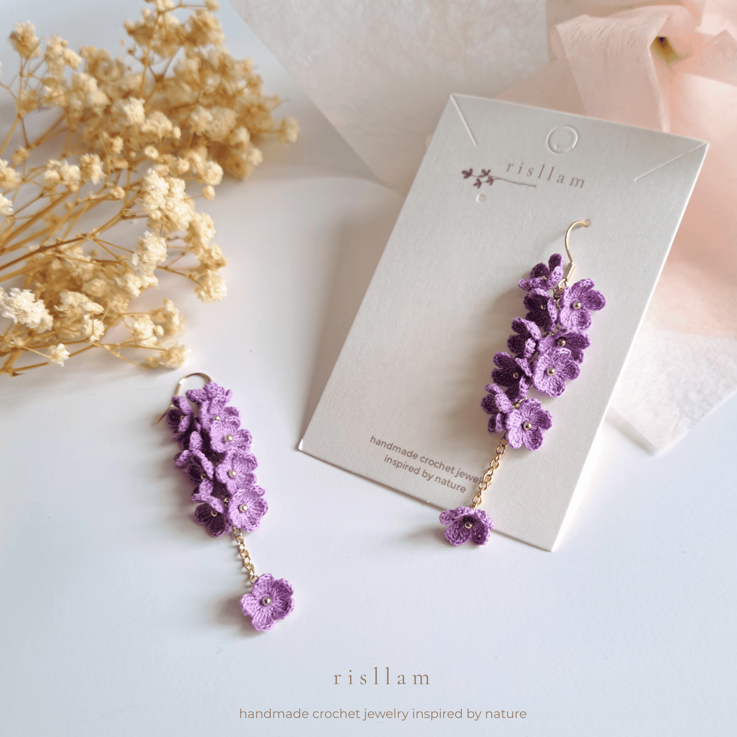 Micro Crochet Mini Blossom Dangle Earings