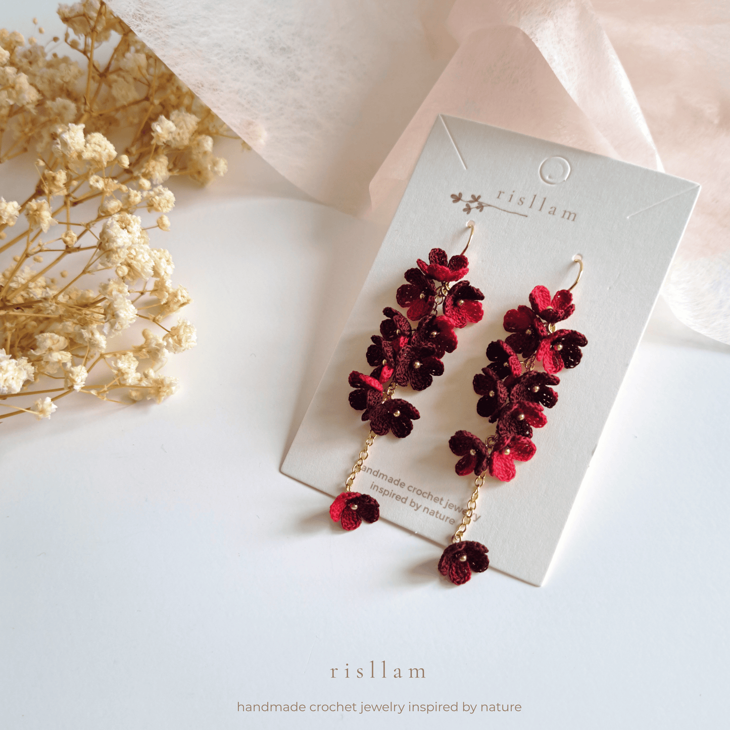 Micro Crochet Mini Blossom Dangle Earings