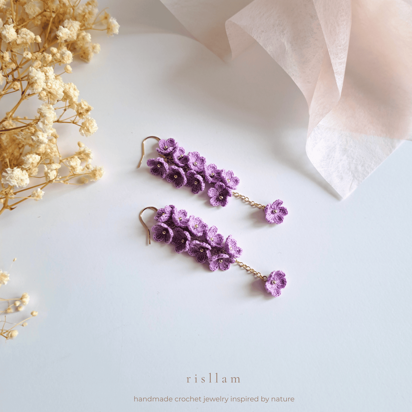 Micro Crochet Mini Blossom Dangle Earings