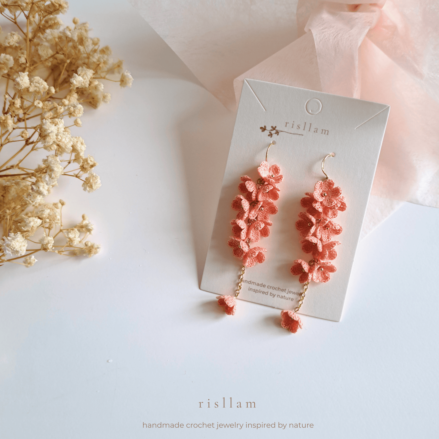 Micro Crochet Mini Blossom Dangle Earings