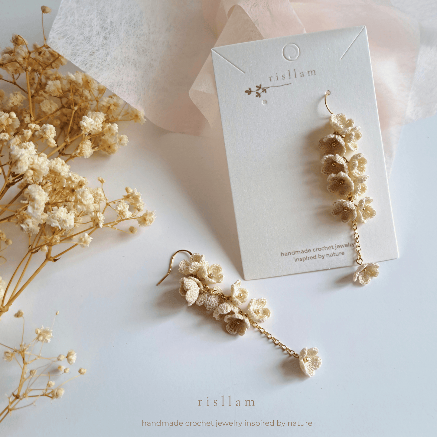 Micro Crochet Mini Blossom Dangle Earings