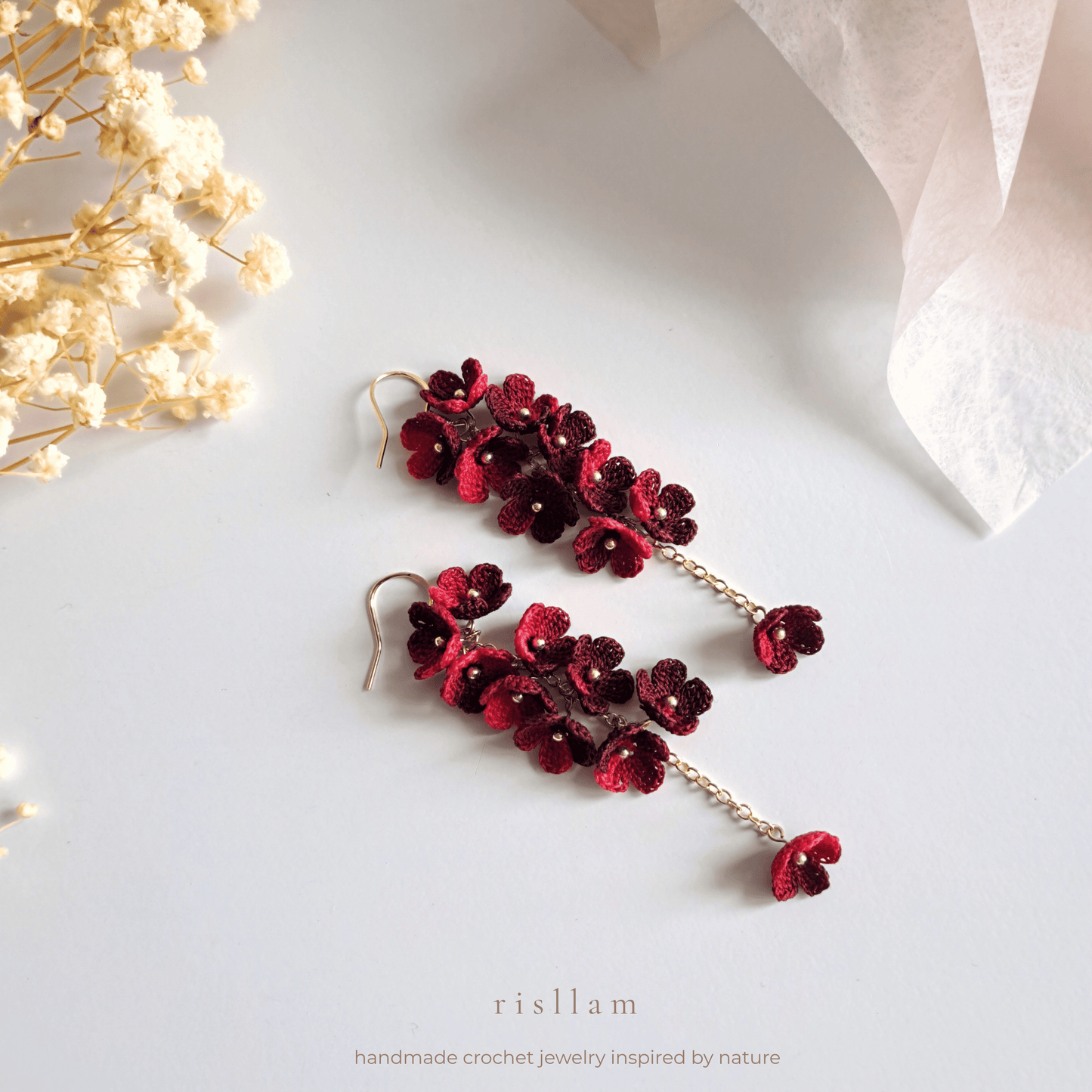 Micro Crochet Mini Blossom Dangle Earings