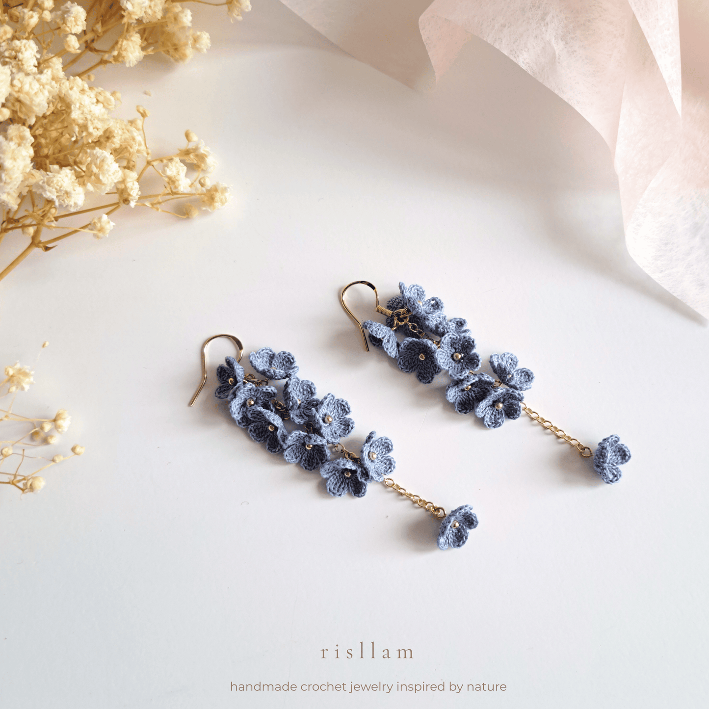 Micro Crochet Mini Blossom Dangle Earings