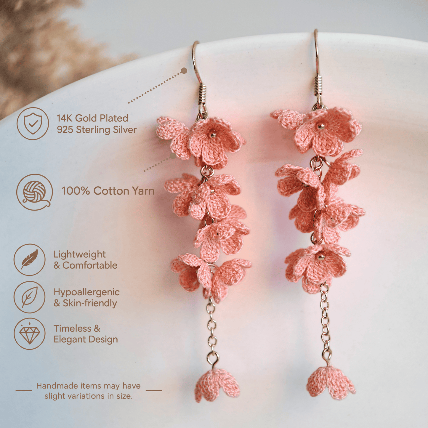 Micro Crochet Mini Blossom Dangle Earings