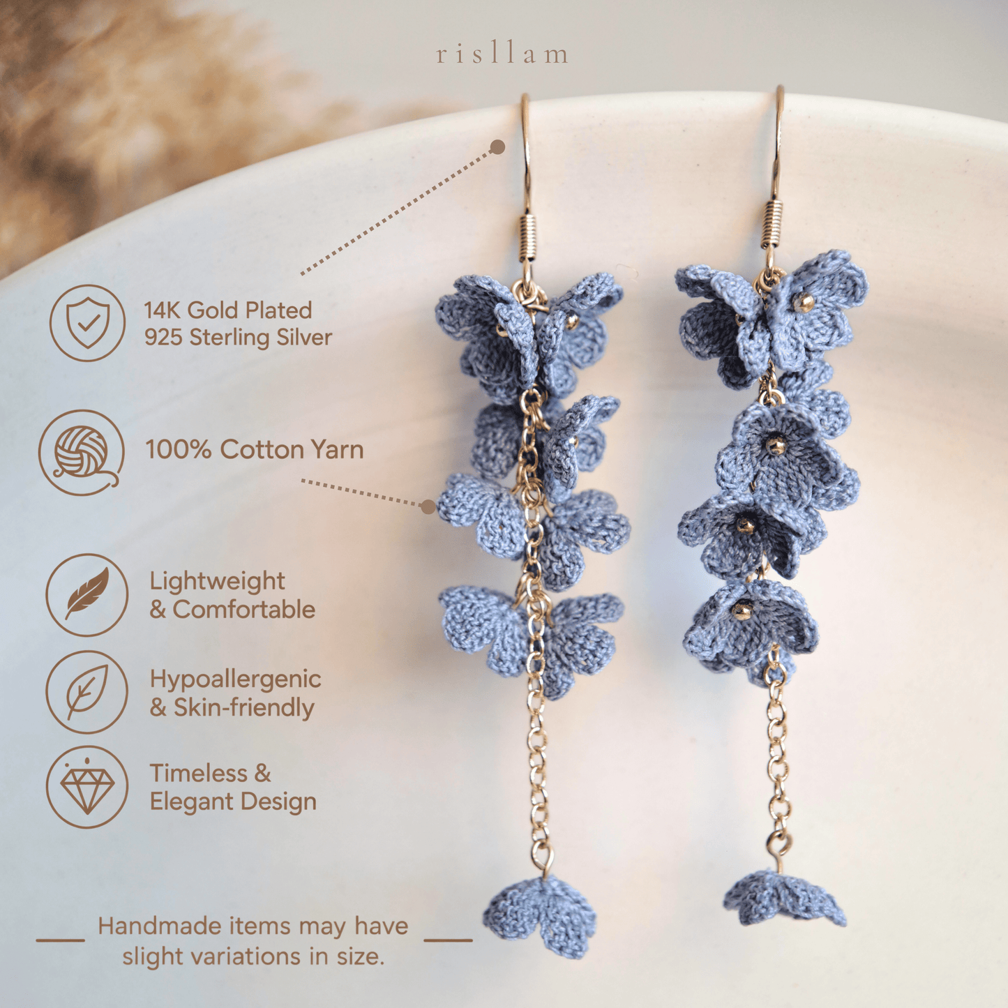 Micro Crochet Mini Blossom Dangle Earings