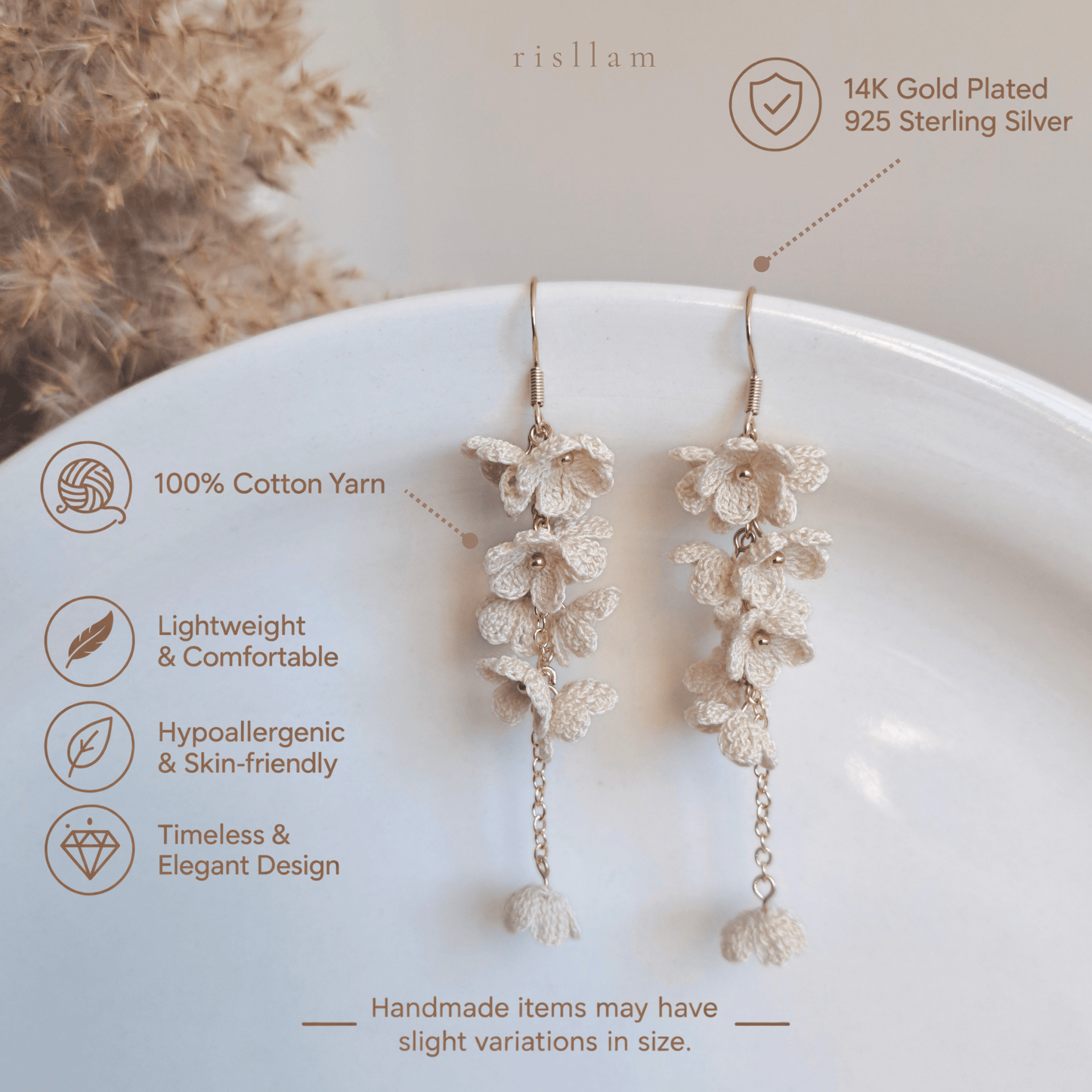 Micro Crochet Mini Blossom Dangle Earings