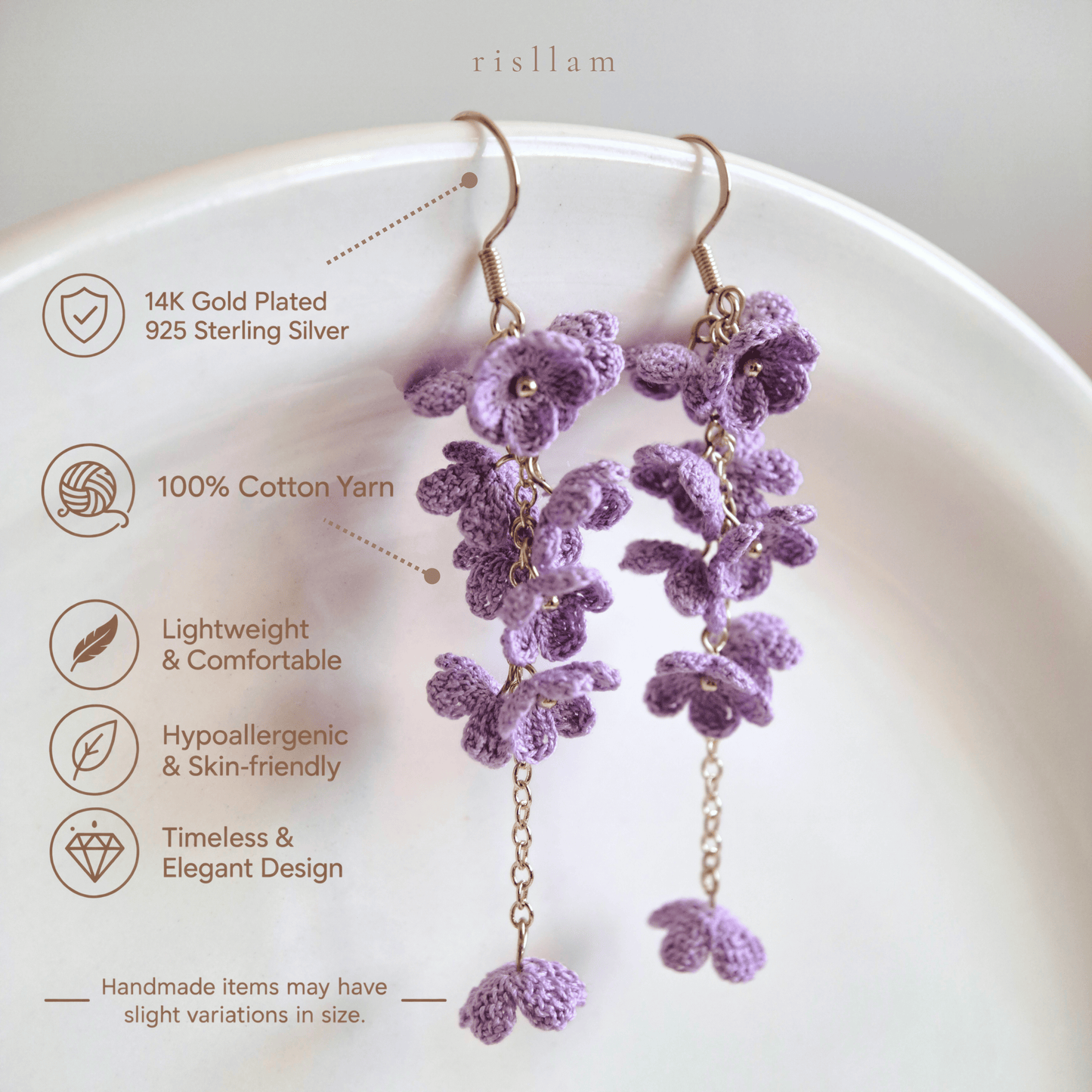 Micro Crochet Mini Blossom Dangle Earings