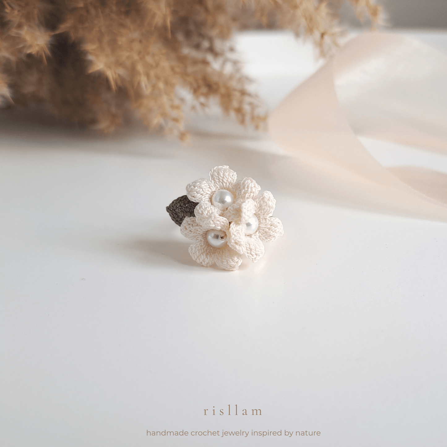 Handmade Micro Crochet River Star Ring