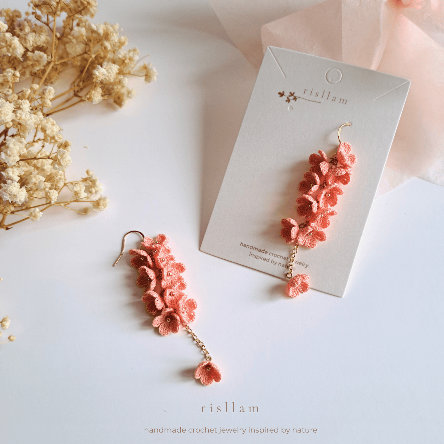 Micro Crochet Mini Blossom Dangle Earings