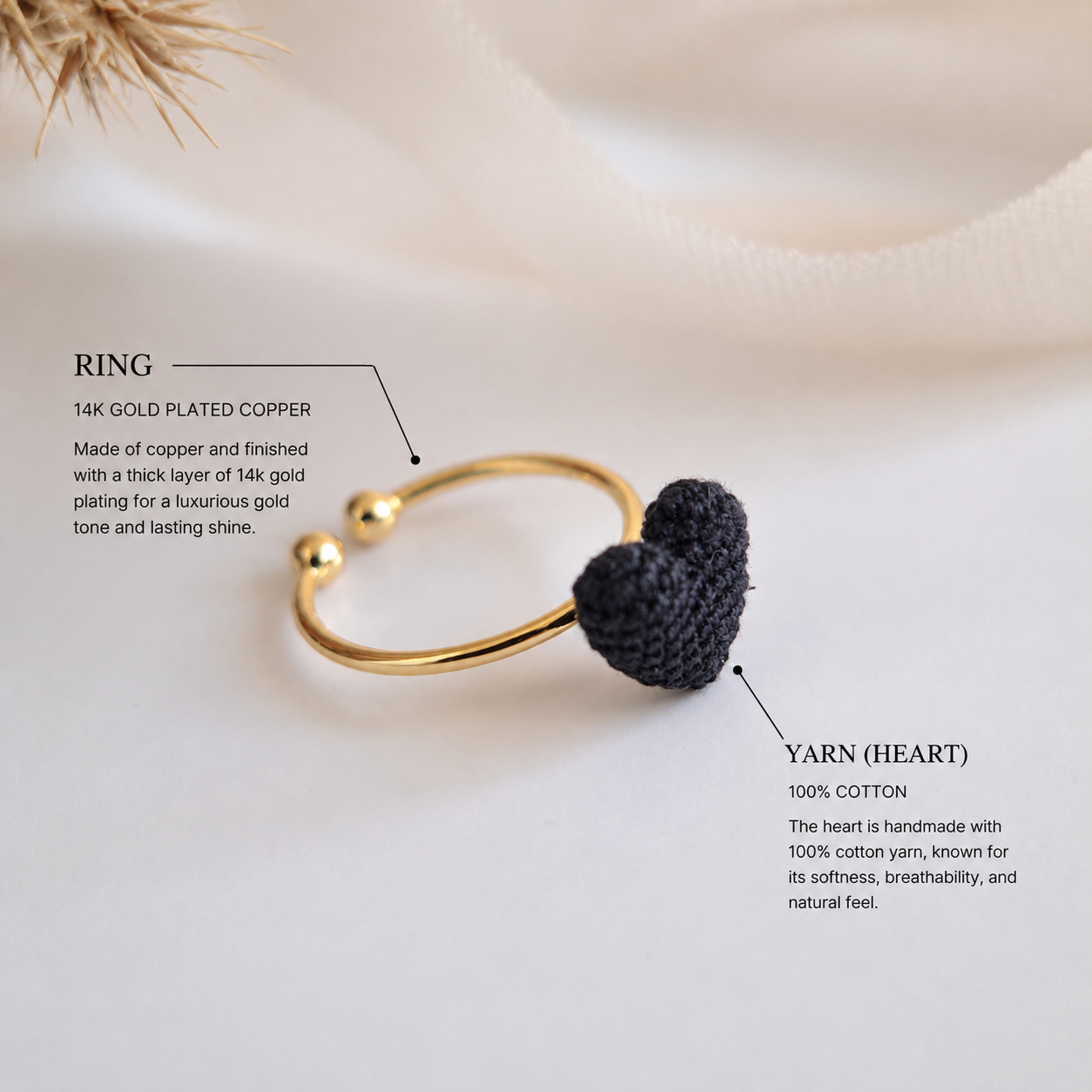 Handmade Crochet Heart Ring