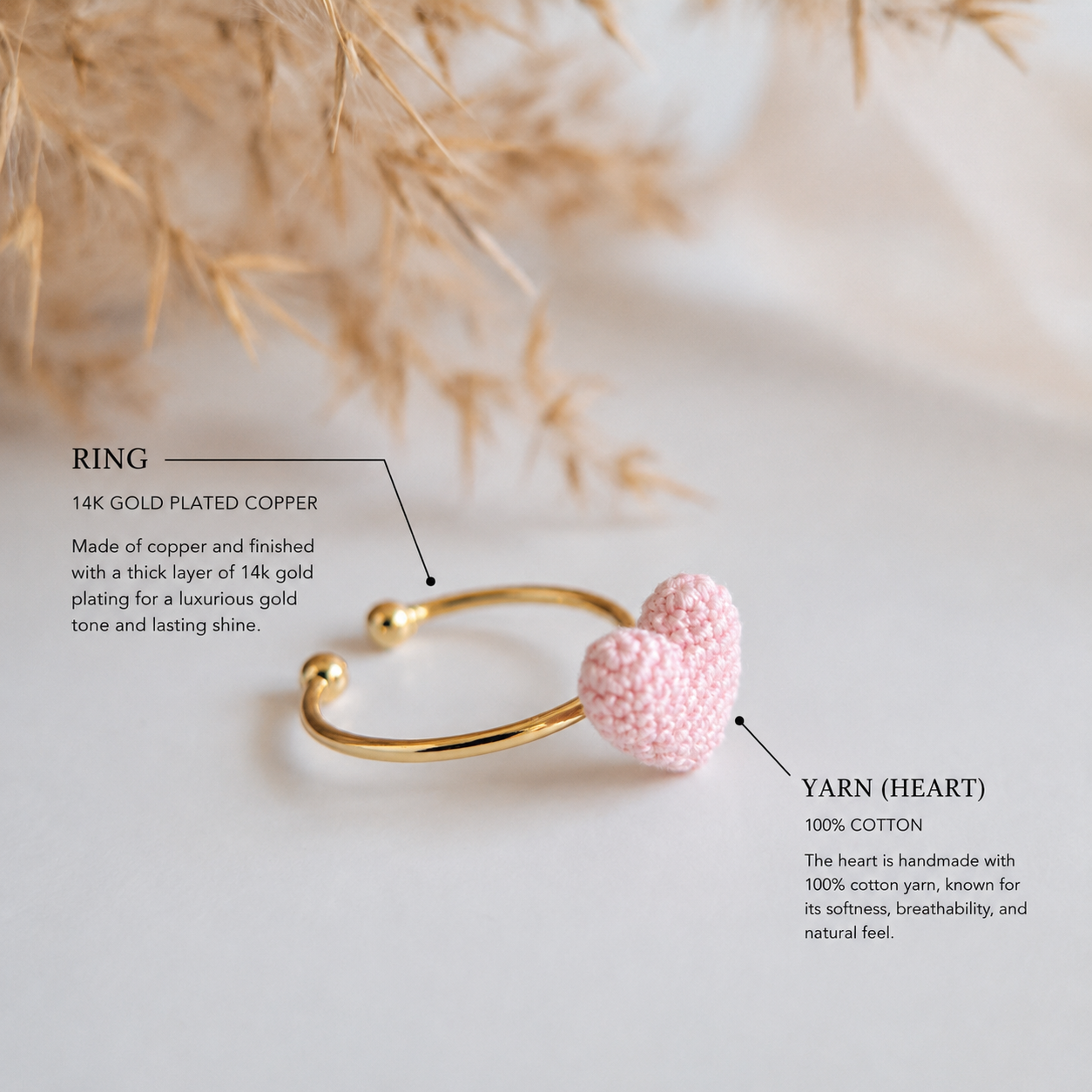 Handmade Crochet Heart Ring