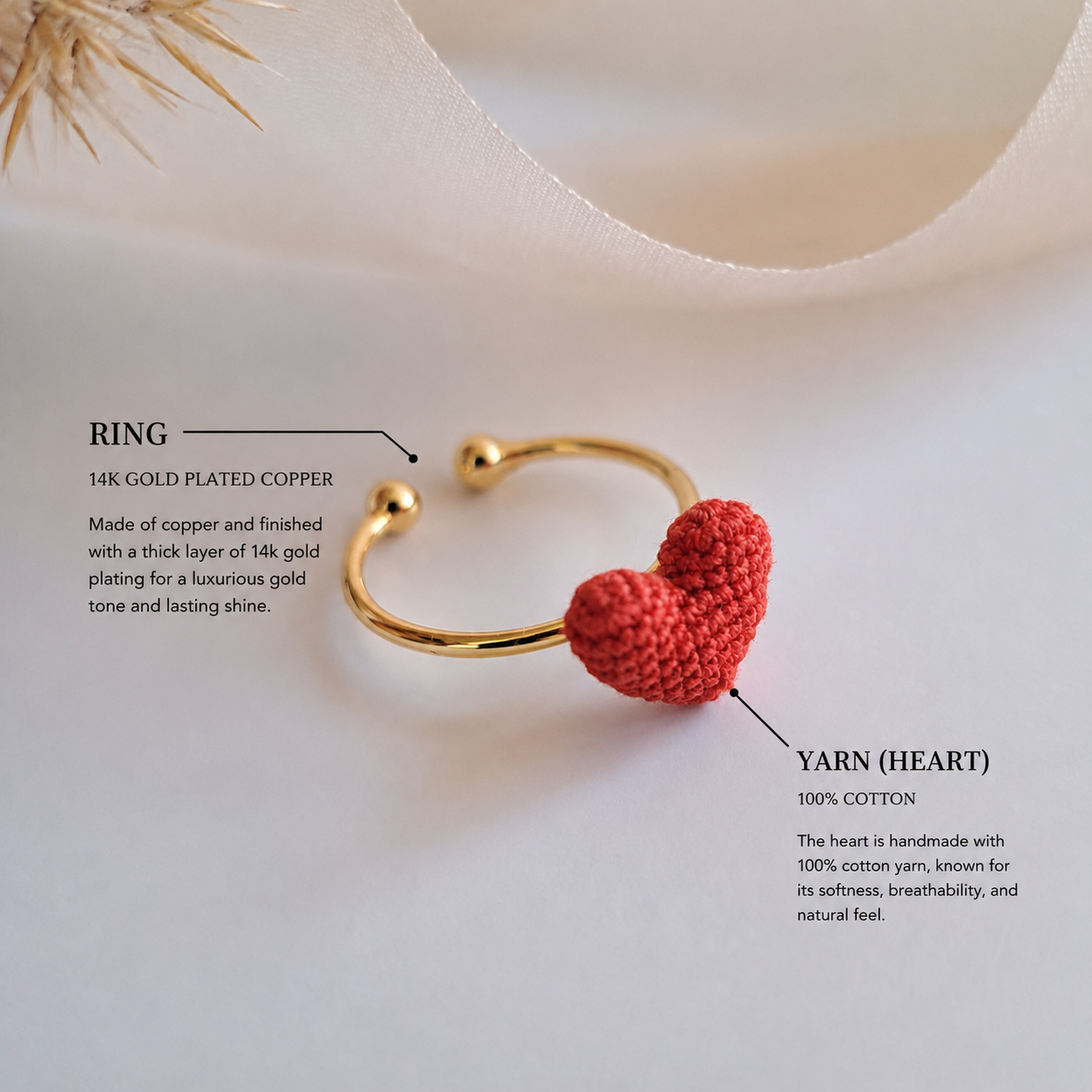 Handmade Crochet Heart Ring