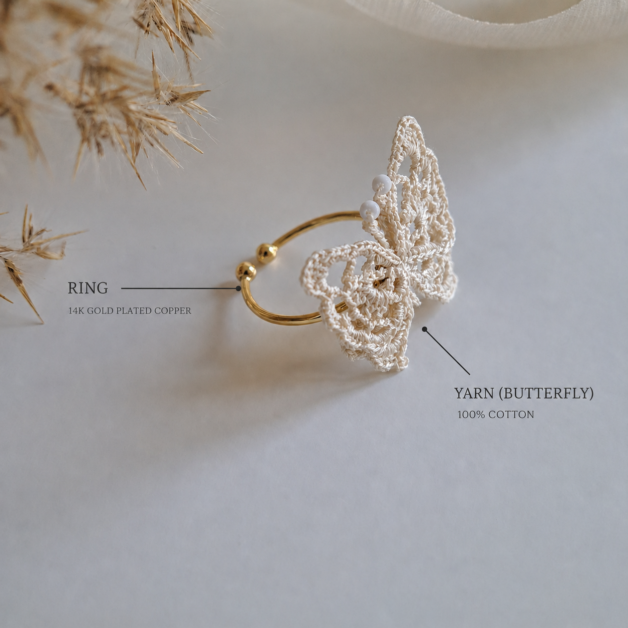 Crochet Butterfly Ring
