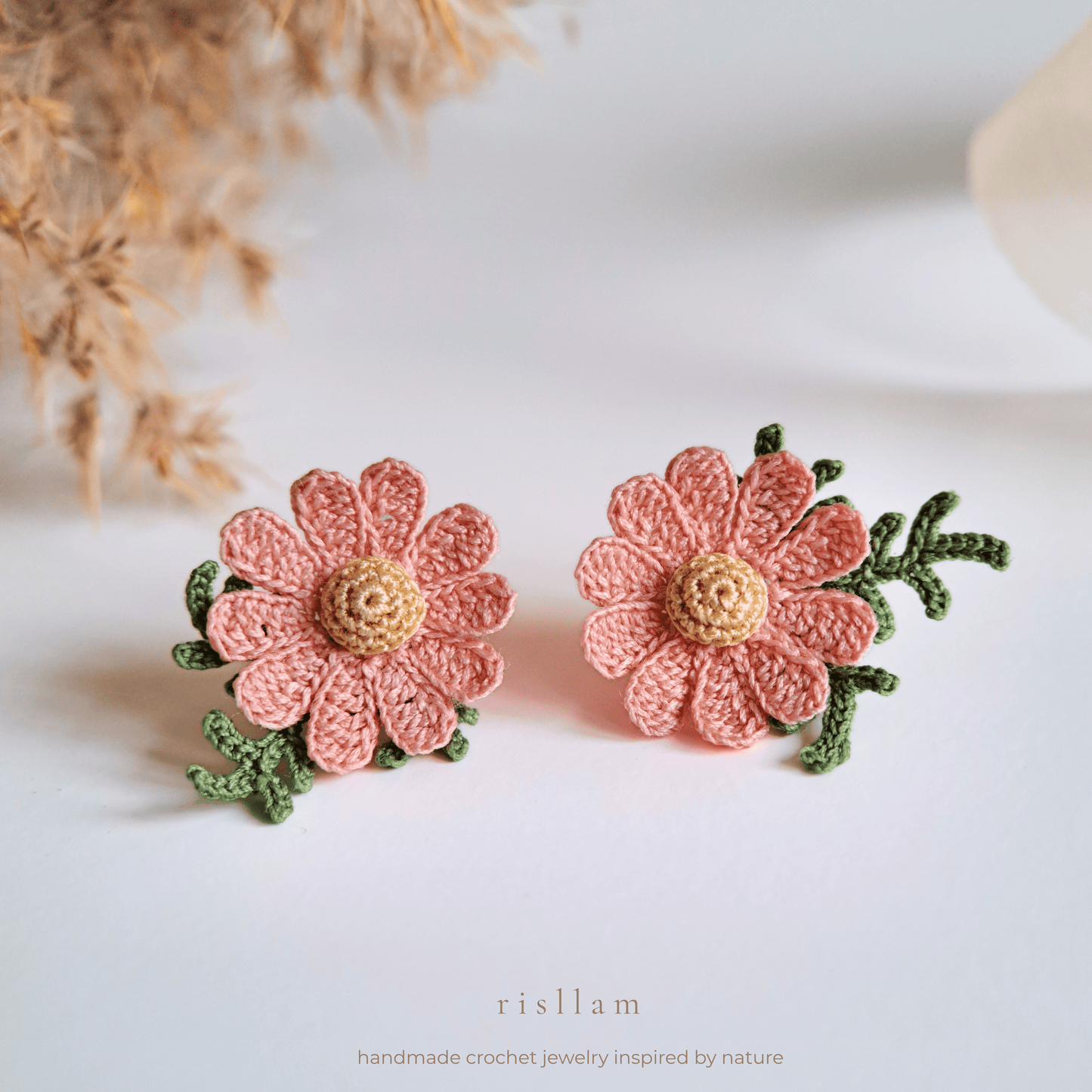Handmade Crochet Daisy Stud Earings