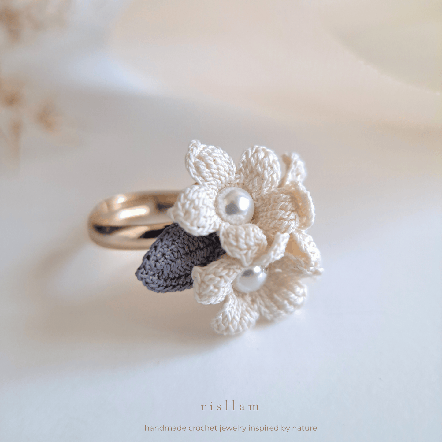 Handmade Micro Crochet River Star Ring