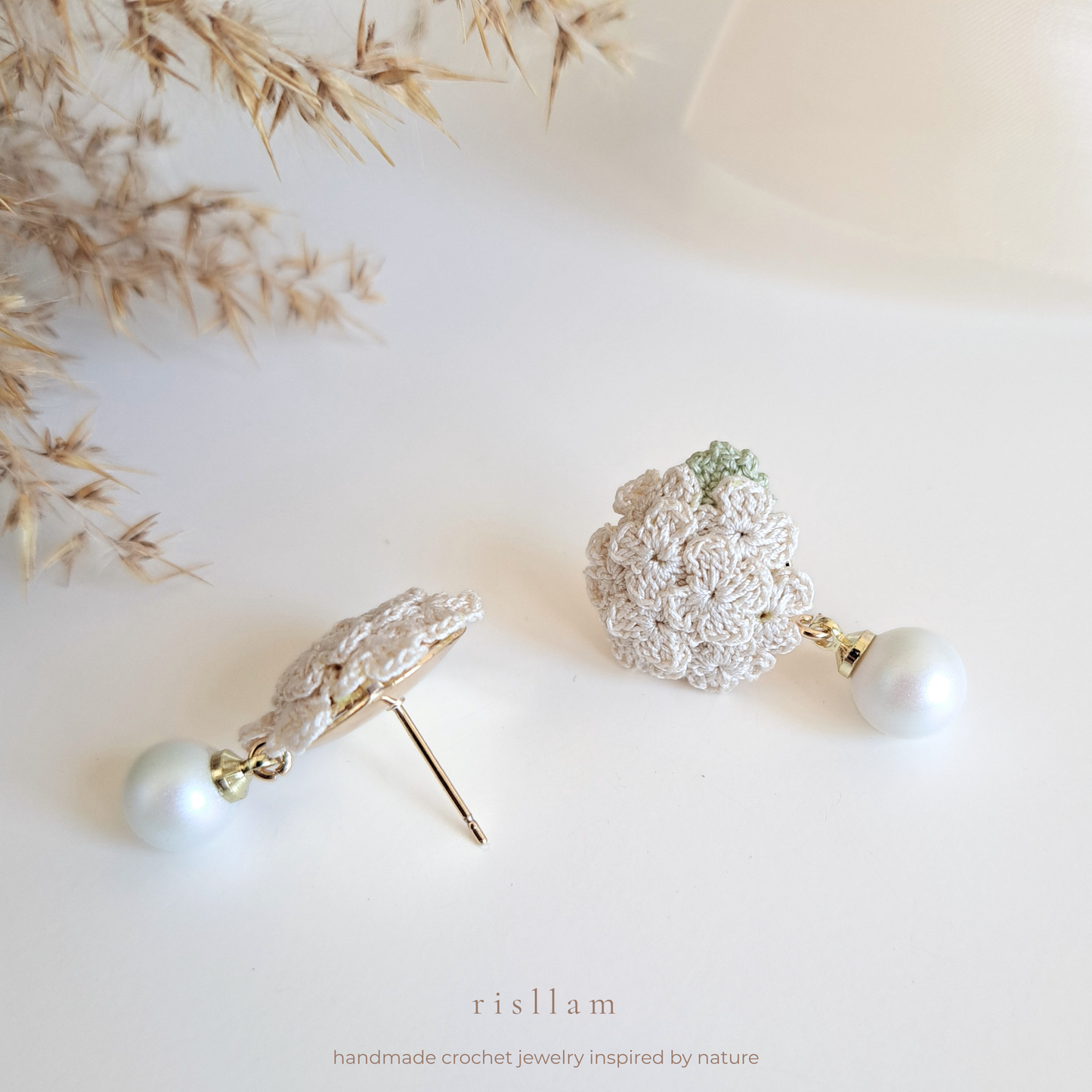 Handmade Crochet Hydrangea Earings