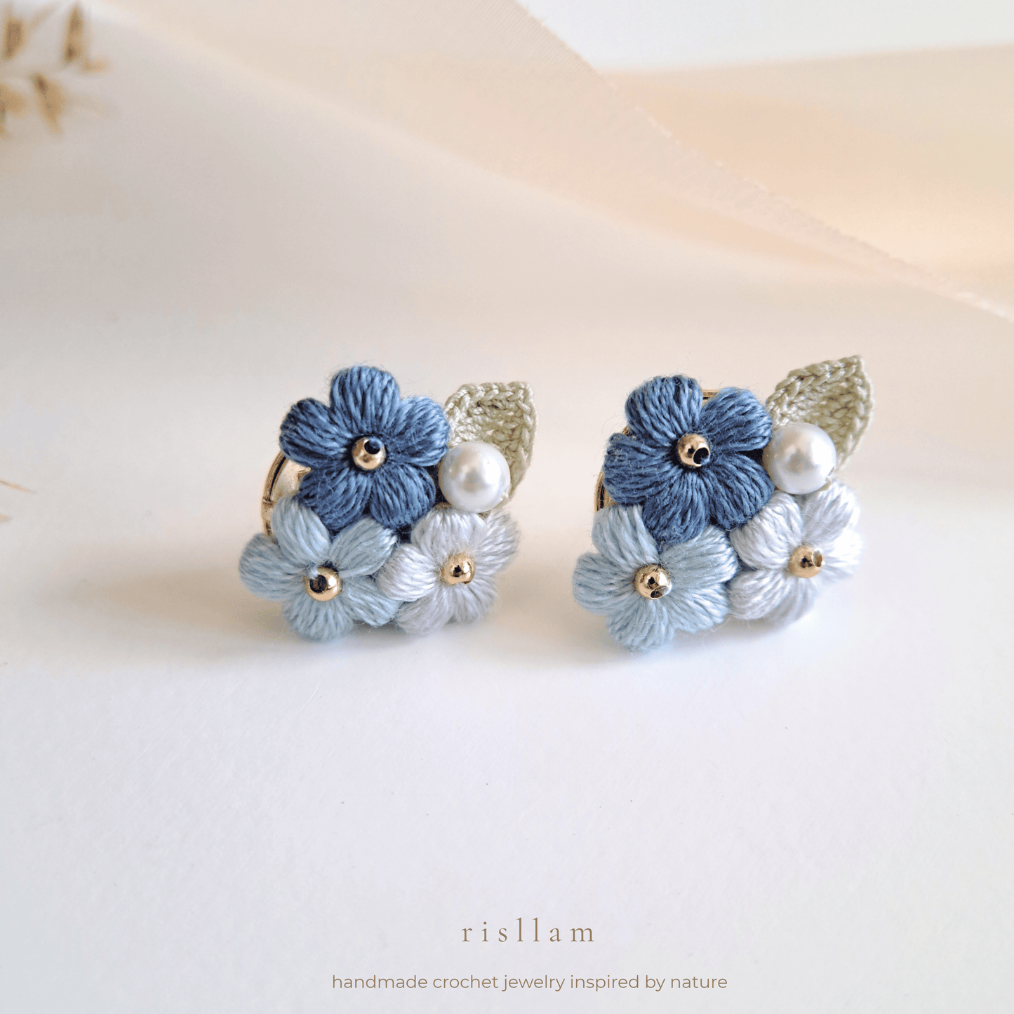 Handmade Crochet Puff Stud Earings