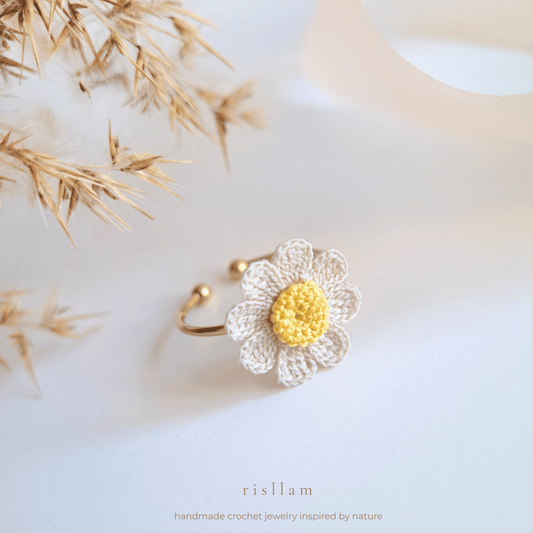 Handmade Crochet Daisy Ring