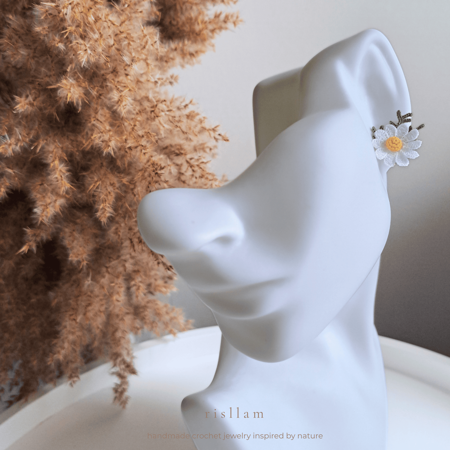 Handmade Crochet Daisy Stud Earings