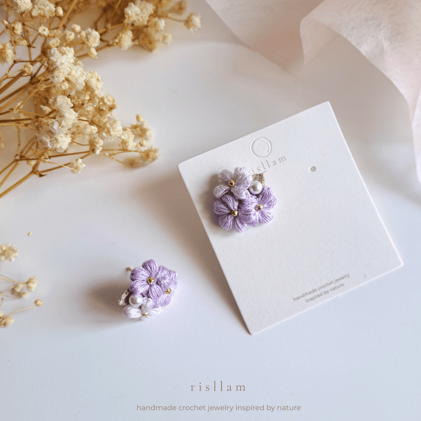 Handmade Crochet Puff Stud Earings