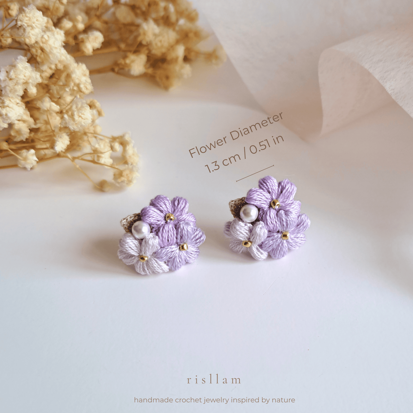 Handmade Crochet Puff Stud Earings