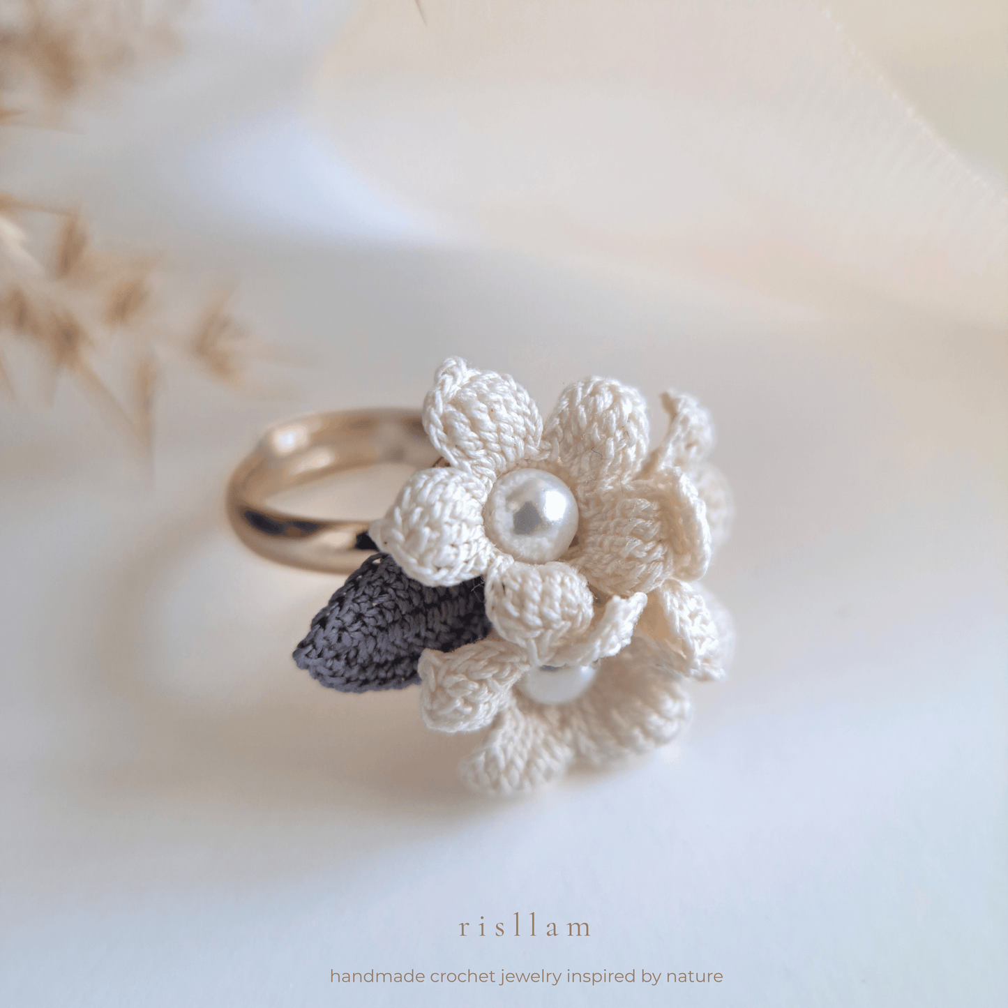 Handmade Micro Crochet River Star Ring