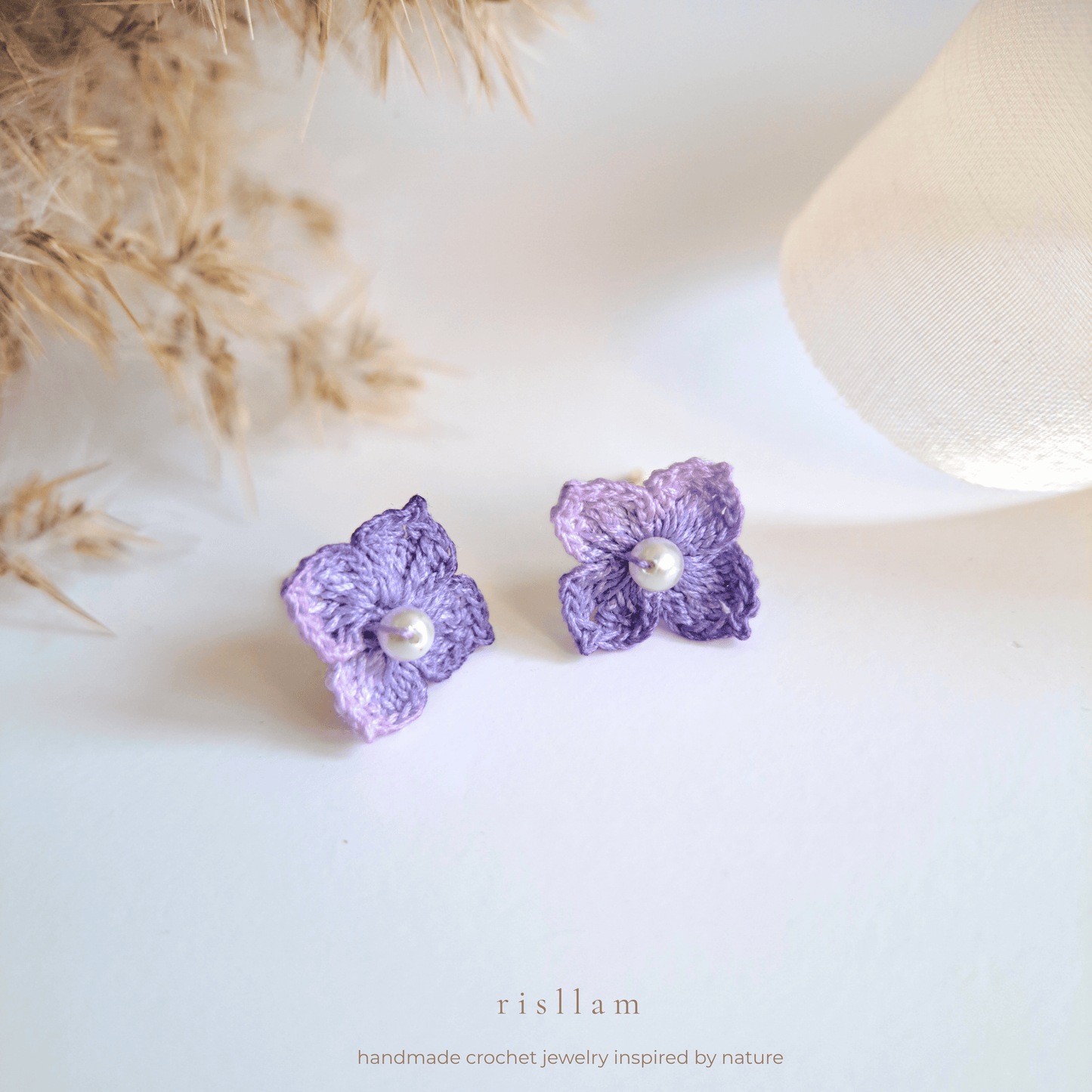 Crochet Mini Hydrangea Stud Earings