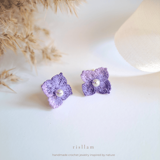 Crochet Mini Hydrangea Stud Earings