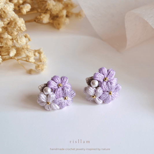 Handmade Crochet Puff Stud Earings