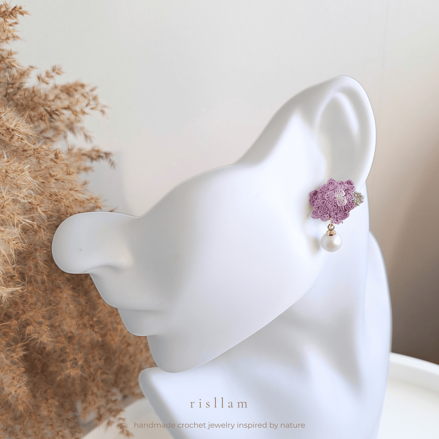 Handmade Crochet Hydrangea Earings