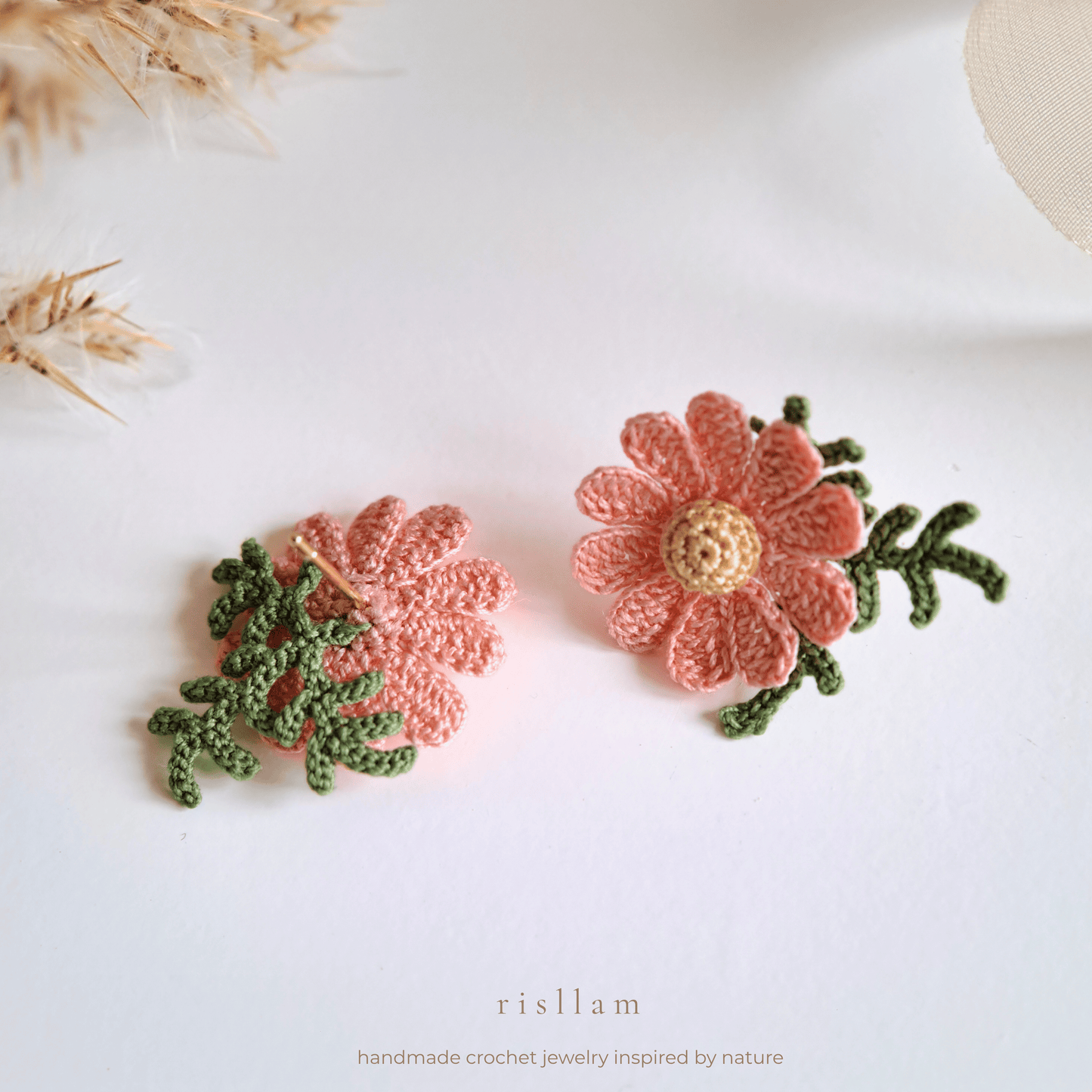 Handmade Crochet Daisy Stud Earings