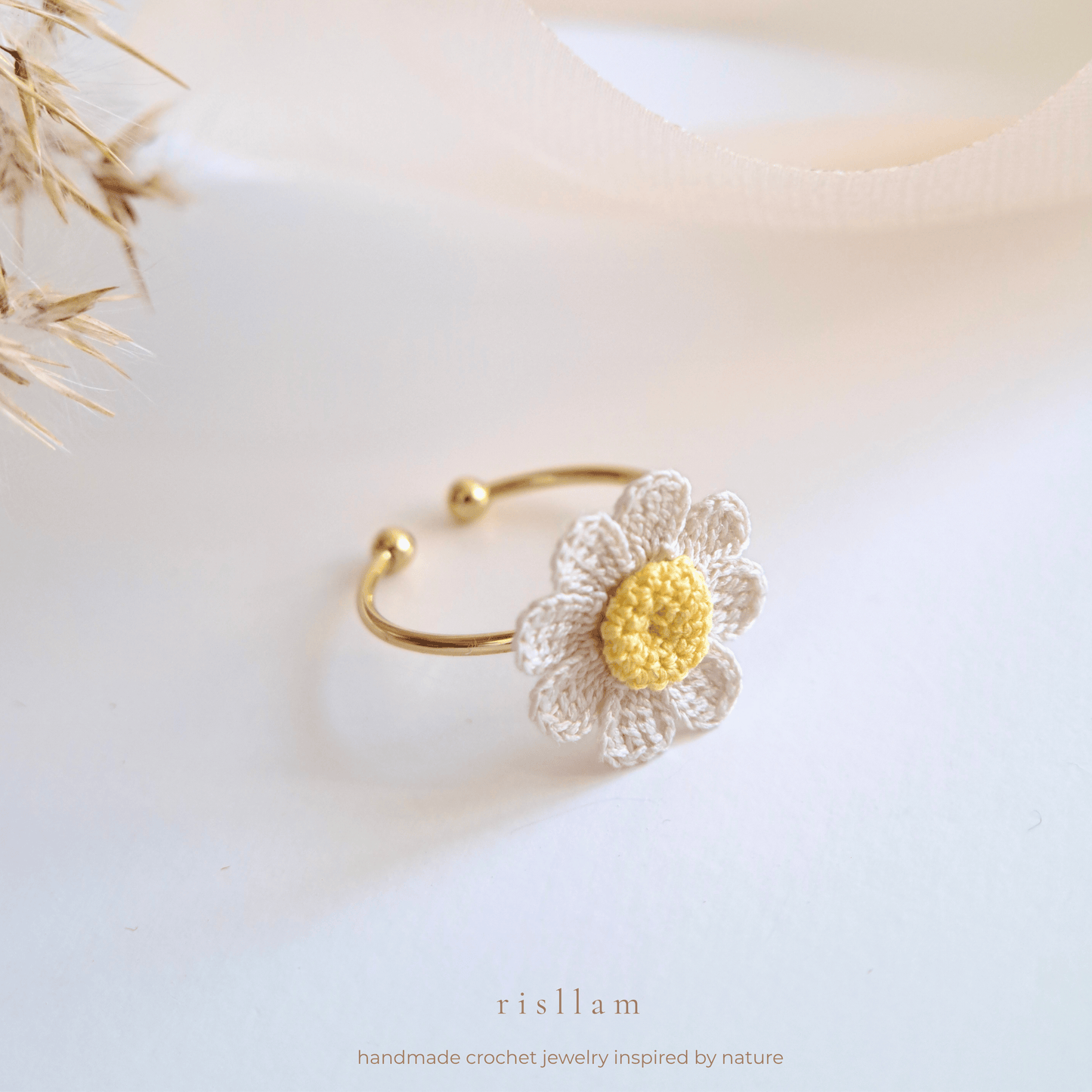Handmade Crochet Daisy Ring